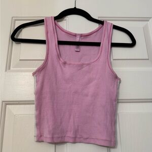 Skims Pink Ribbed Tank Top